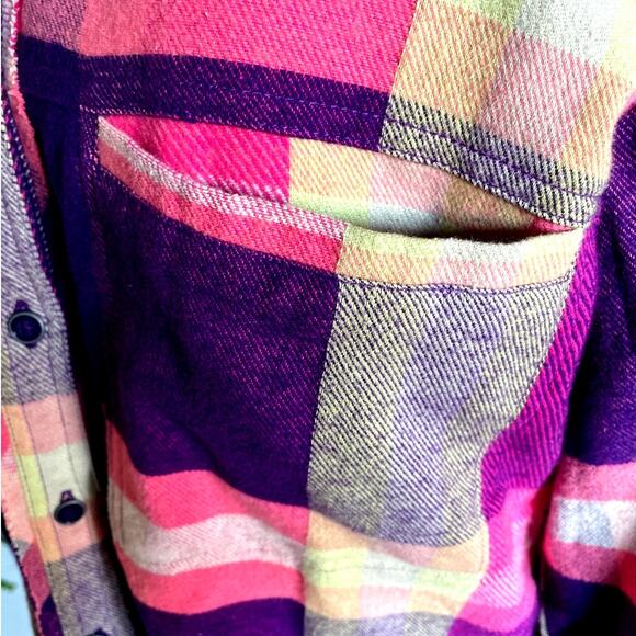 Free People So Long Summer Plaid Flannel Button Down Pink Purple Sm/Med NWT - Picture 7 of 13